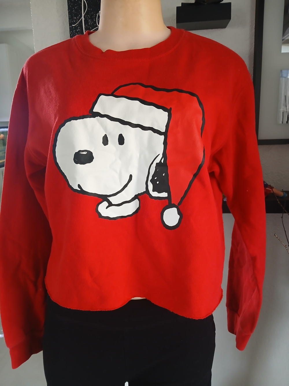 Peanuts Red Kids Sweatshirt with Snoopy in Santa Hat